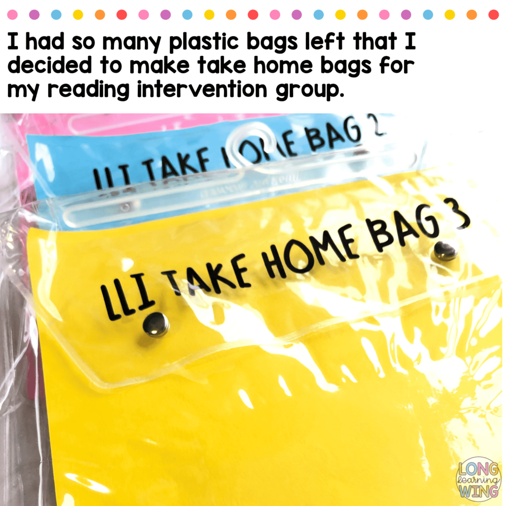 LLI  intervention bags for kids to take home
