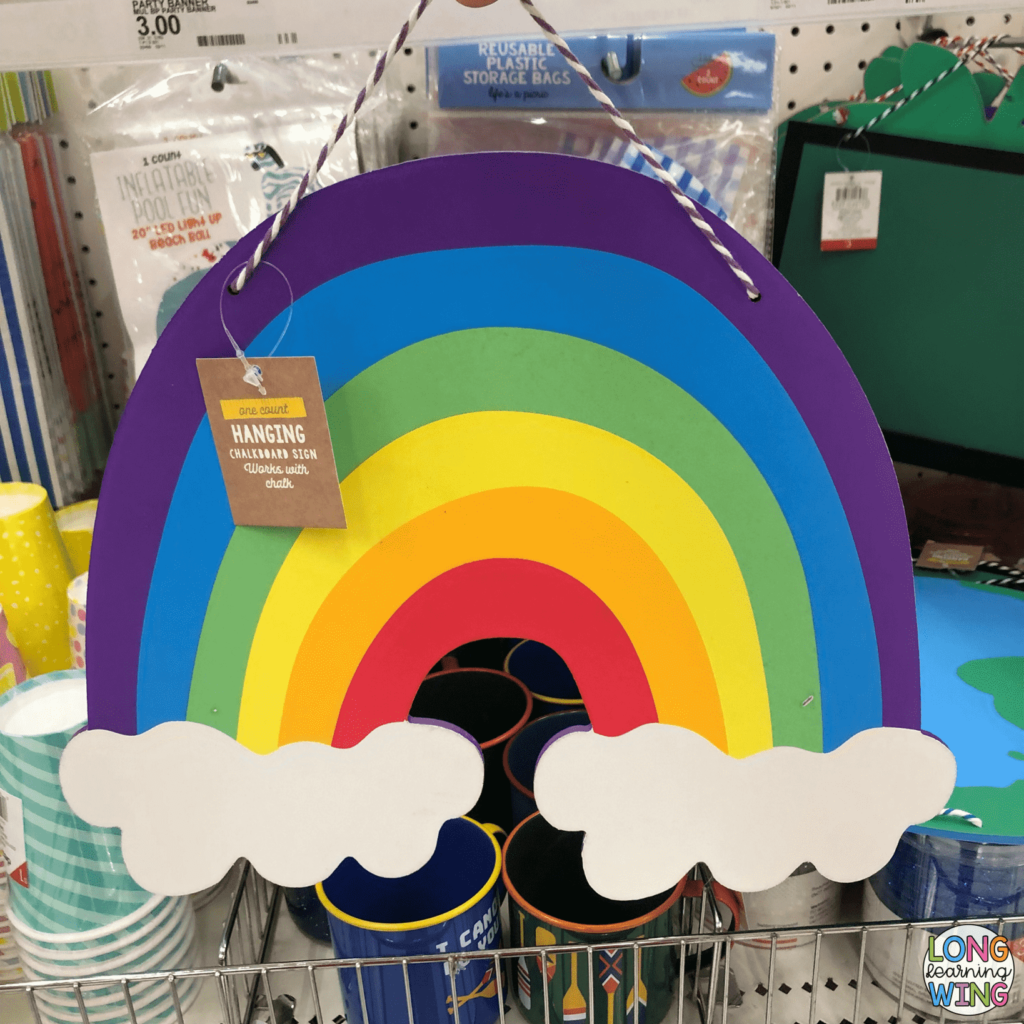 target dollar spot rainbow wooden sign for vinyl projects for the classroom