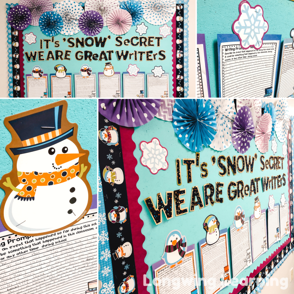 Elementary winter inspired bulletin board for writing
