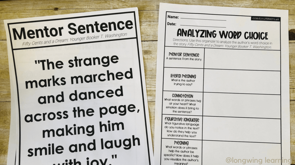 mentor sentence for author word choice 