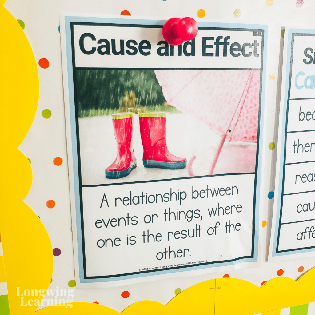 cause and effect poster to teach RI.4.3