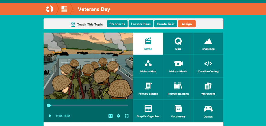 brainpop! activities for veterans day