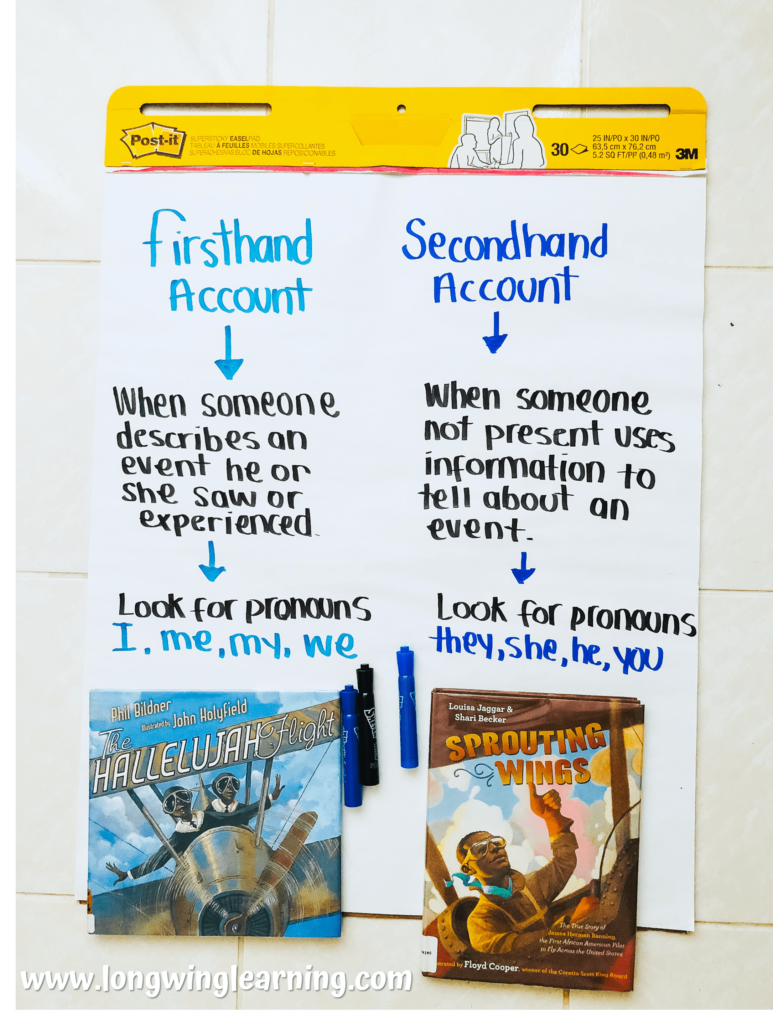 firsthand and secondhand accounts anchor chart