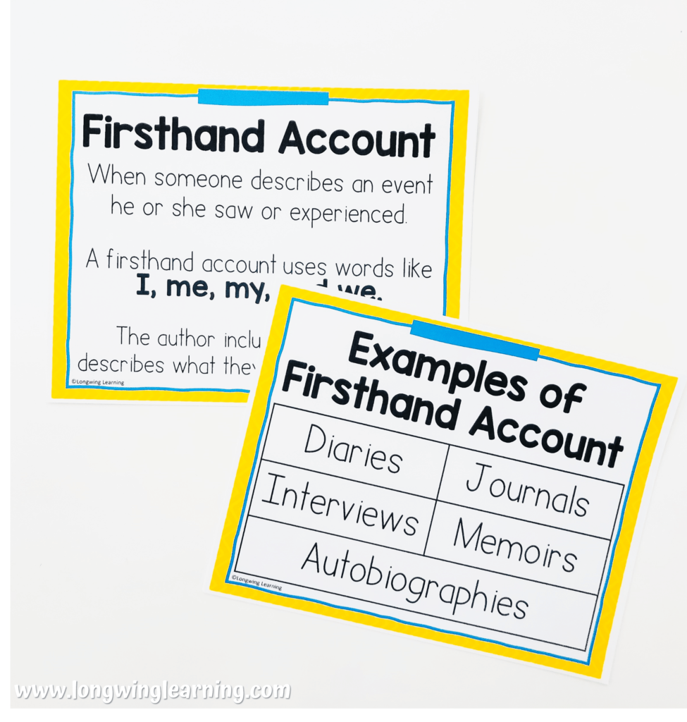 firsthand and secondhand accounts anchor charts