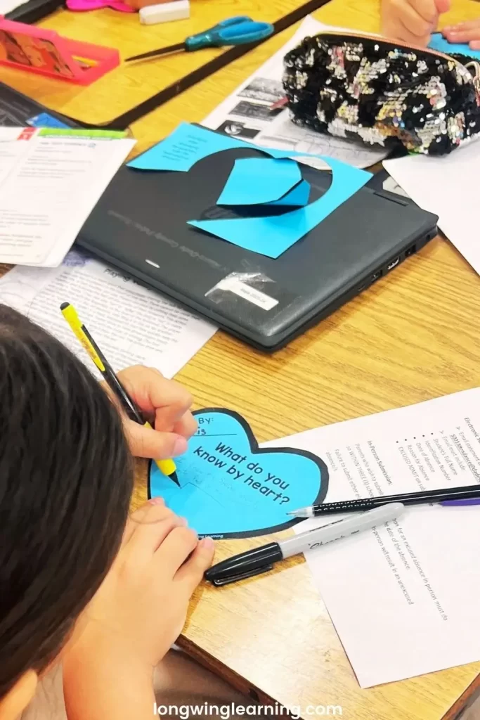 ELL strategies for students for valentine's day activity