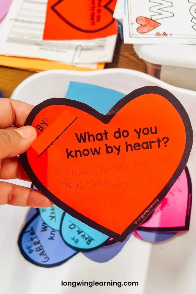 red heart valentine's day writing activity for 5th grade