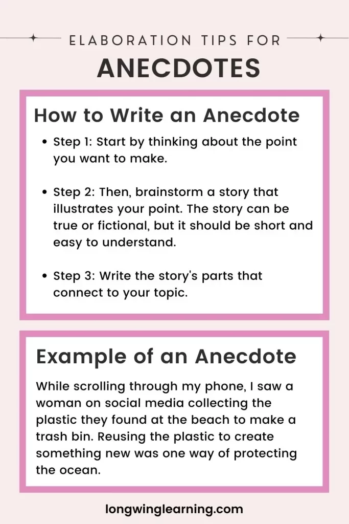Elaboration strategy how to write an anecdote