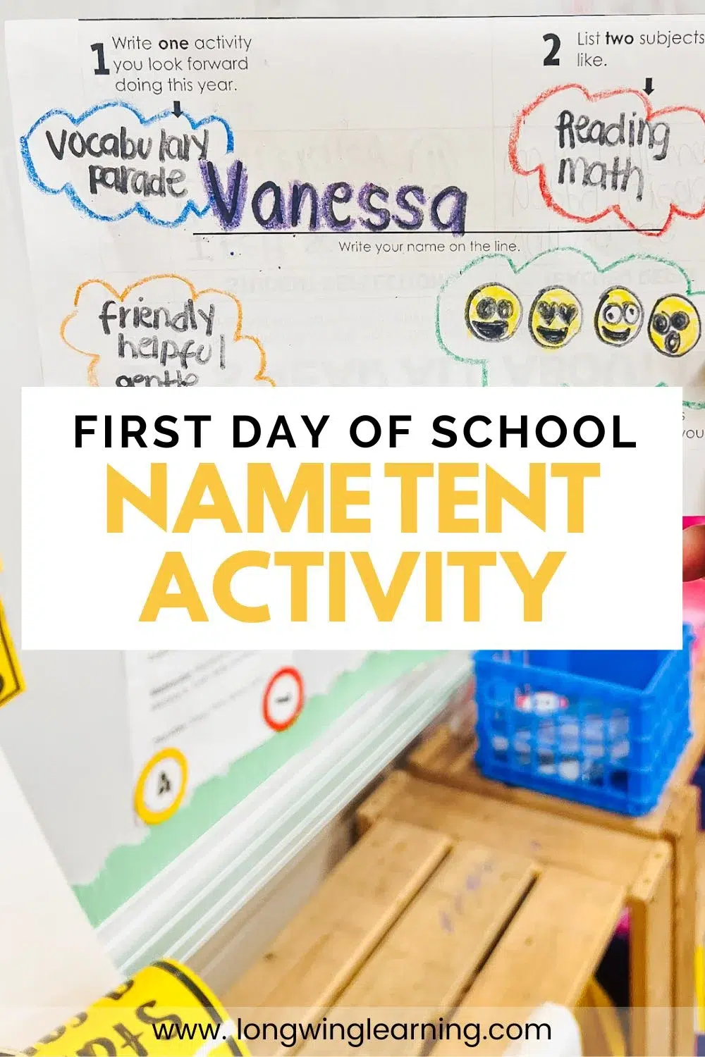 first day of school name tent activity