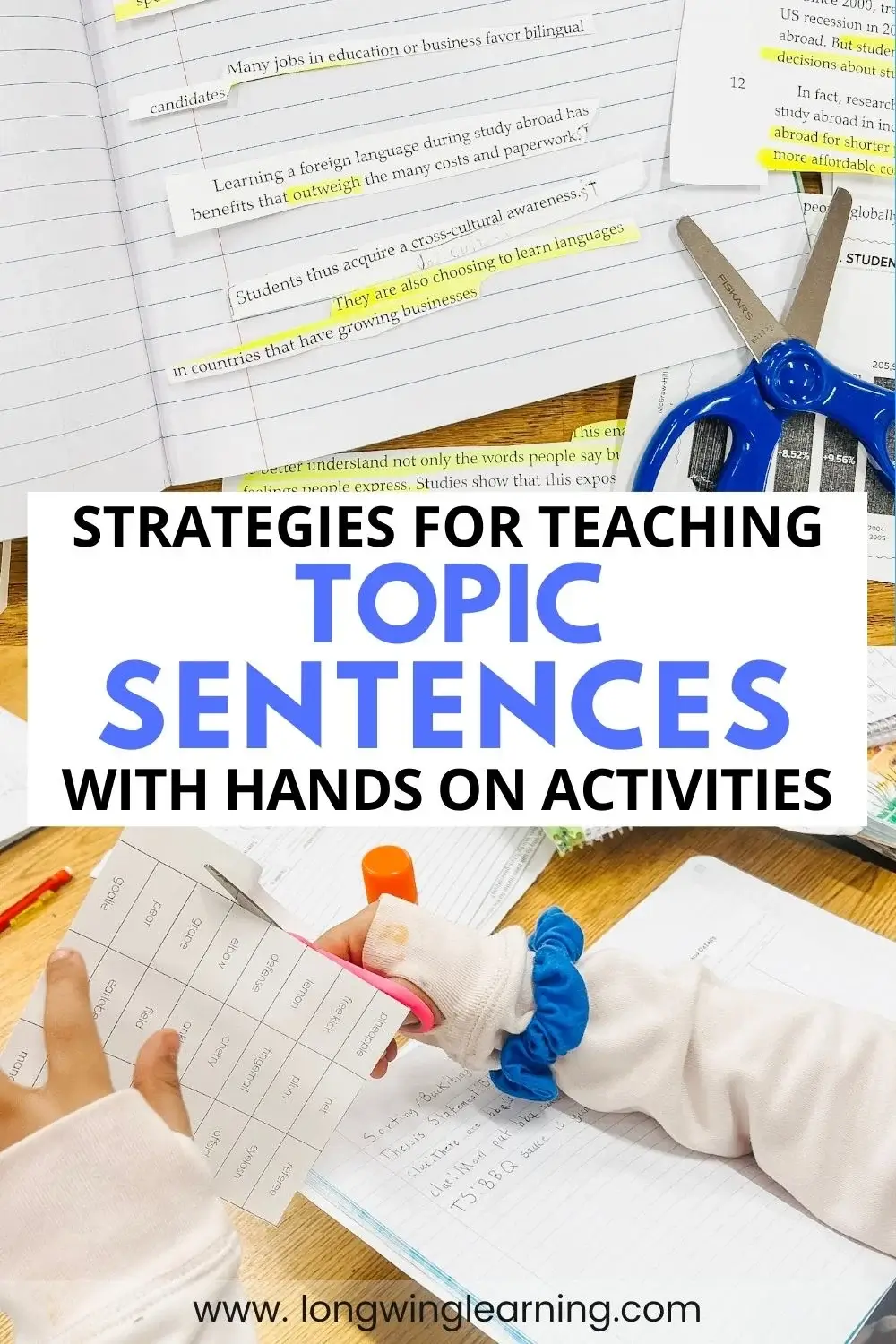 Teaching topic sentences with hands on activities