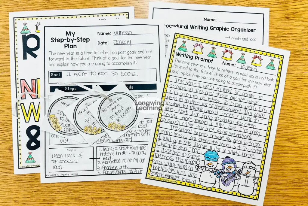 new years resolutions writing activity for upper elementary