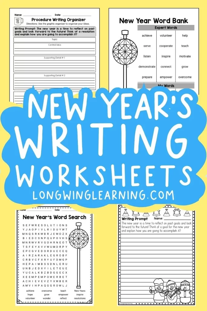 new year's resolutions writing worksheets