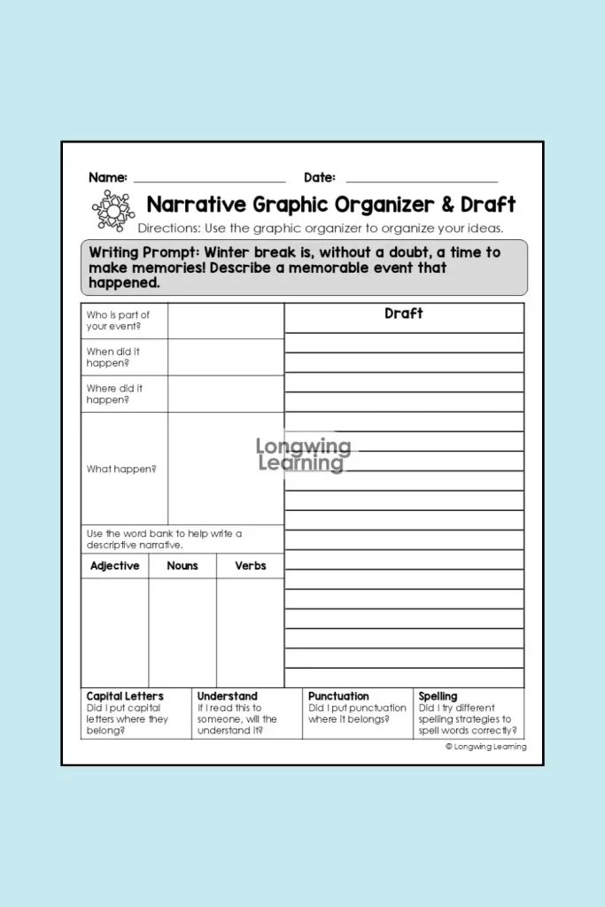 descriptive writing graphic organizer