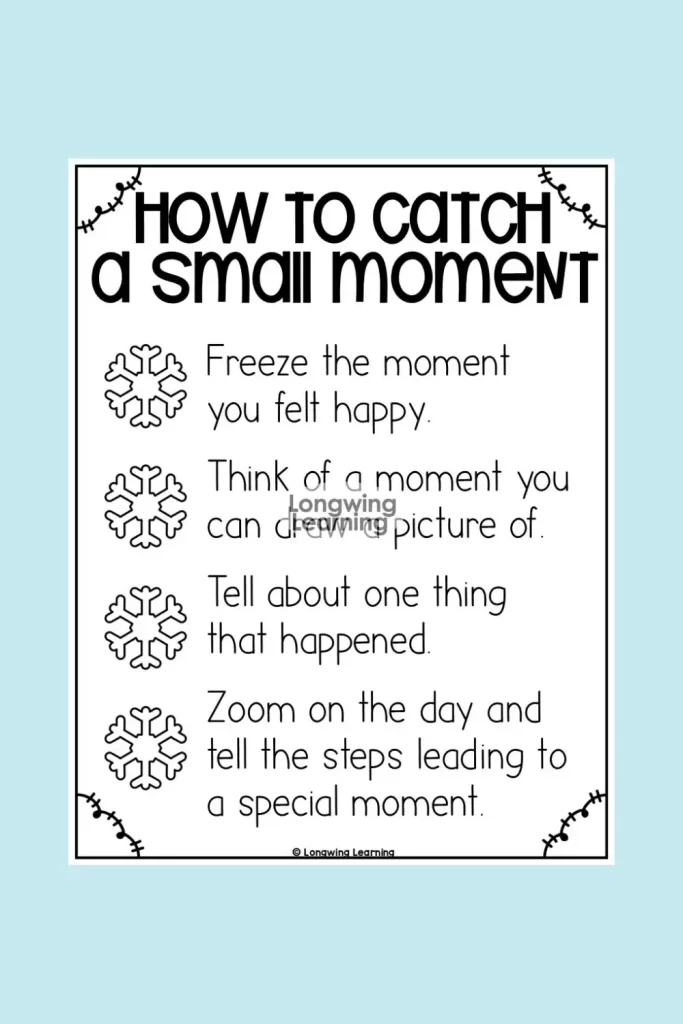 personal narrative anchor chart for small moments