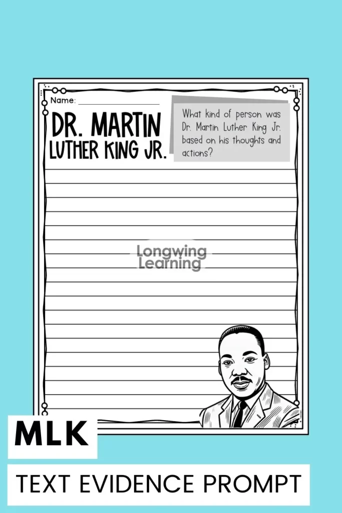 MLK Text evidence writing prompt