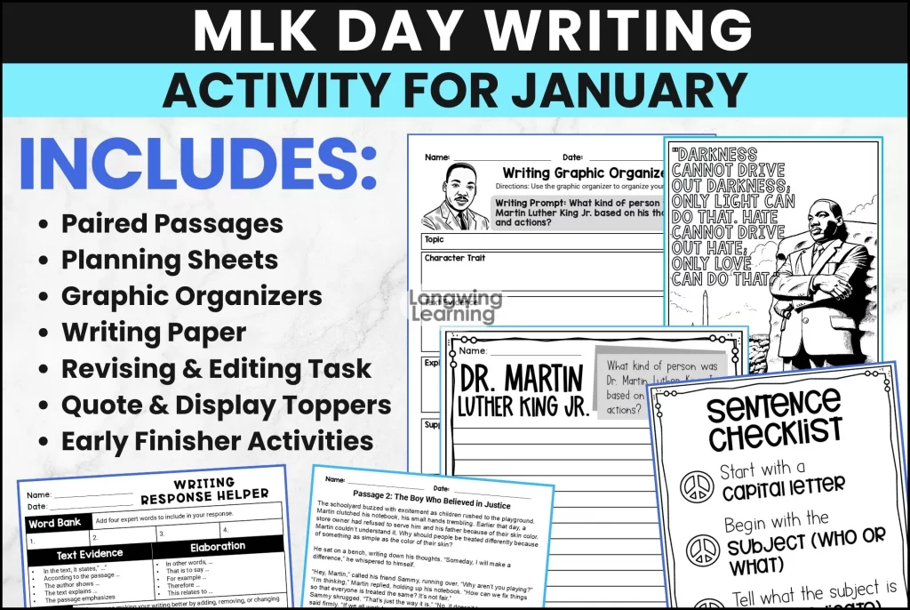 mlk writing activity for kids