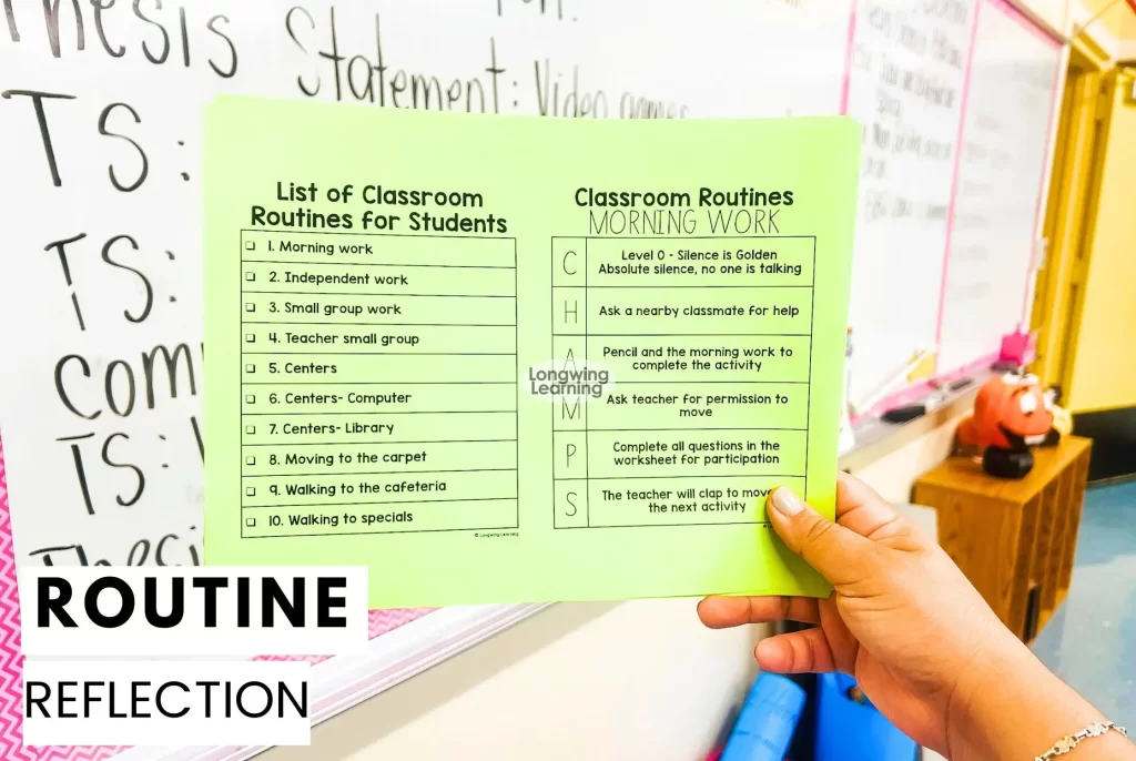 classroom management routine reflection