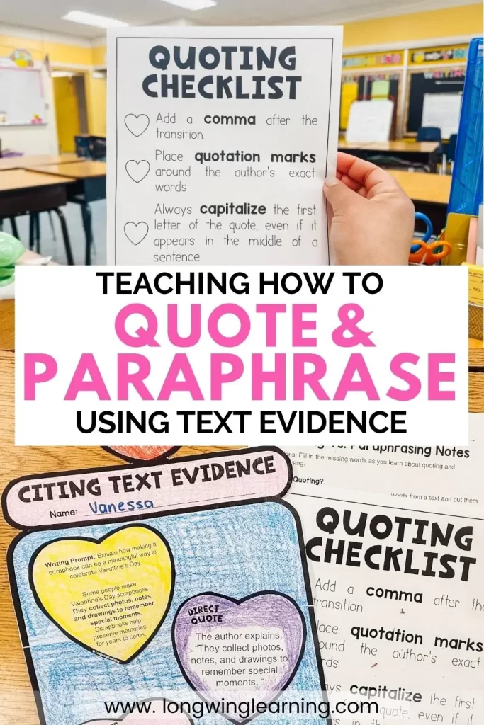 teaching students how to quote and paraphrase