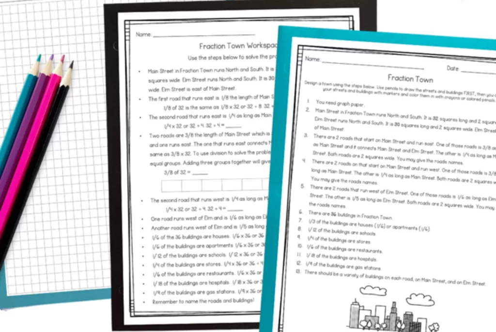 fraction project worksheet