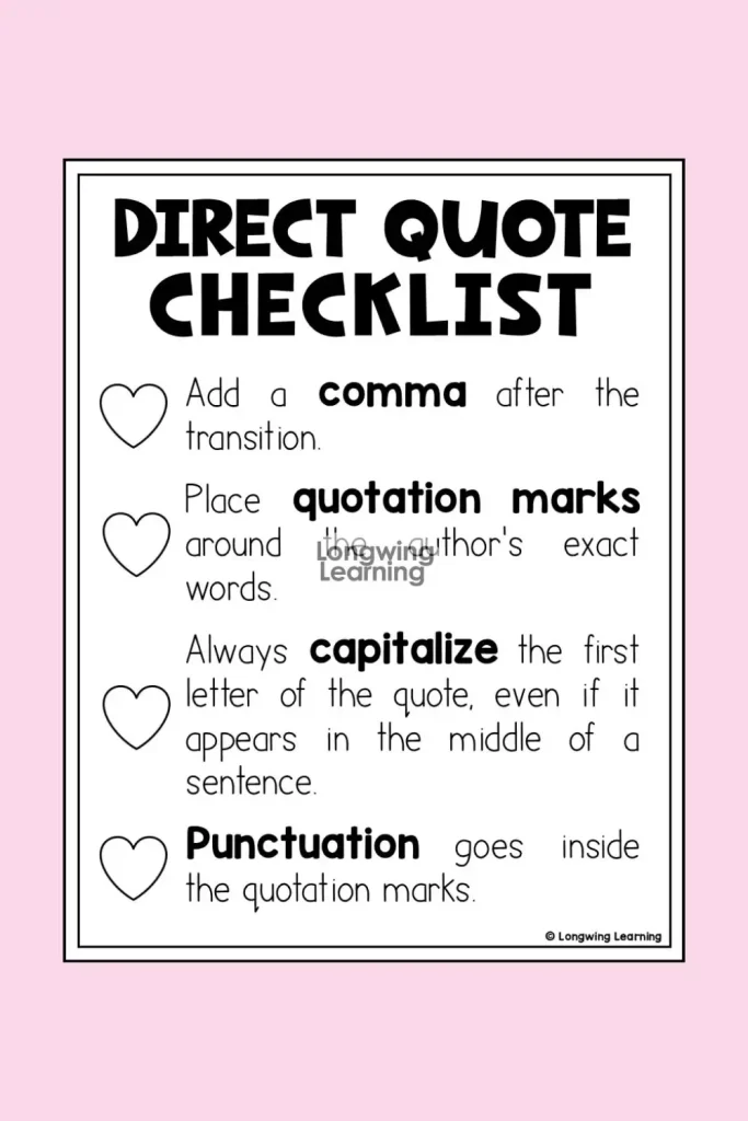 Punctuating direct quotes