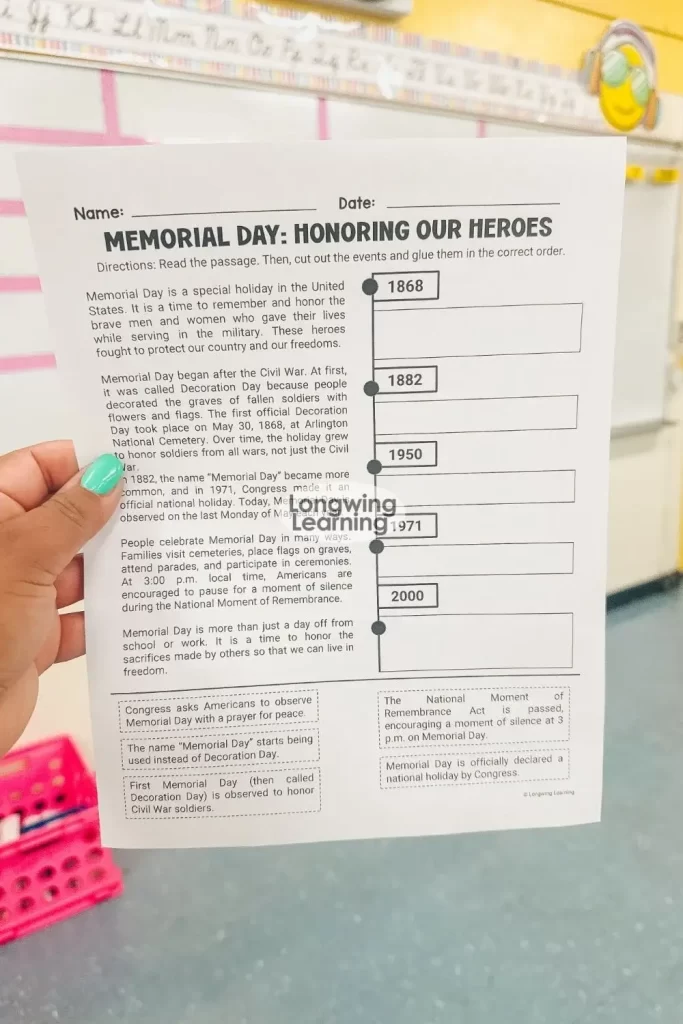 Memorial Day Timeline Cut-and-Paste