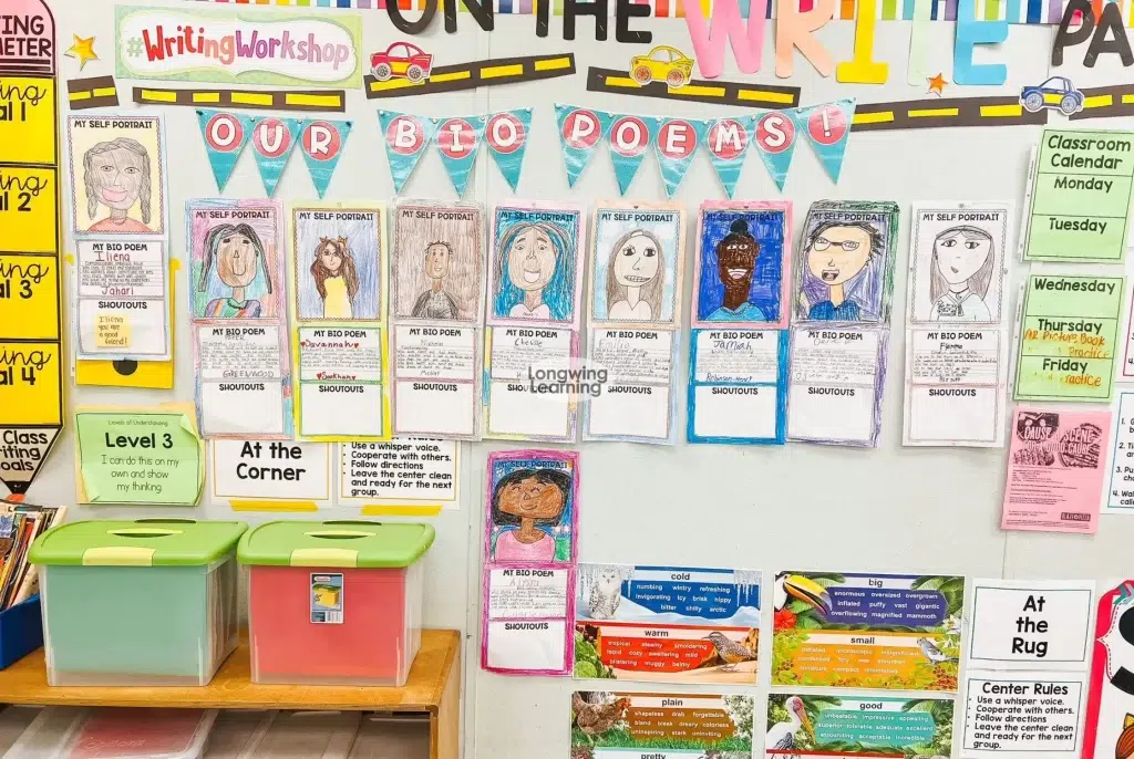 class bio poems bulletin board