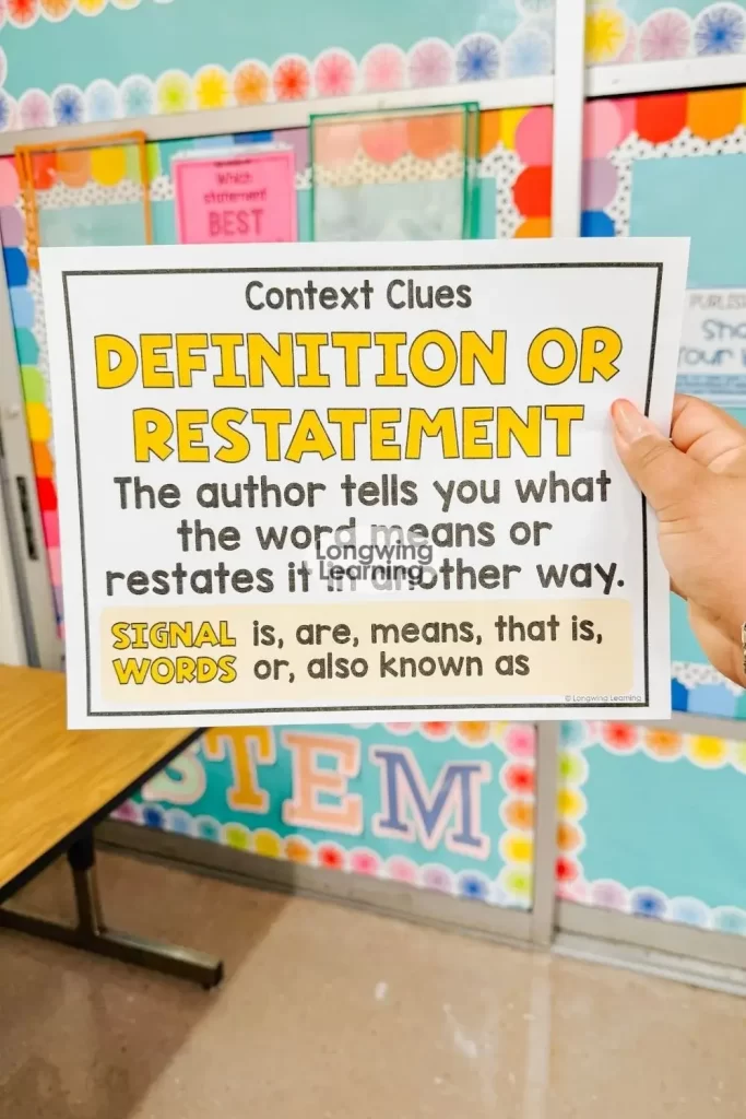 Definition or Restatement a type of context clue