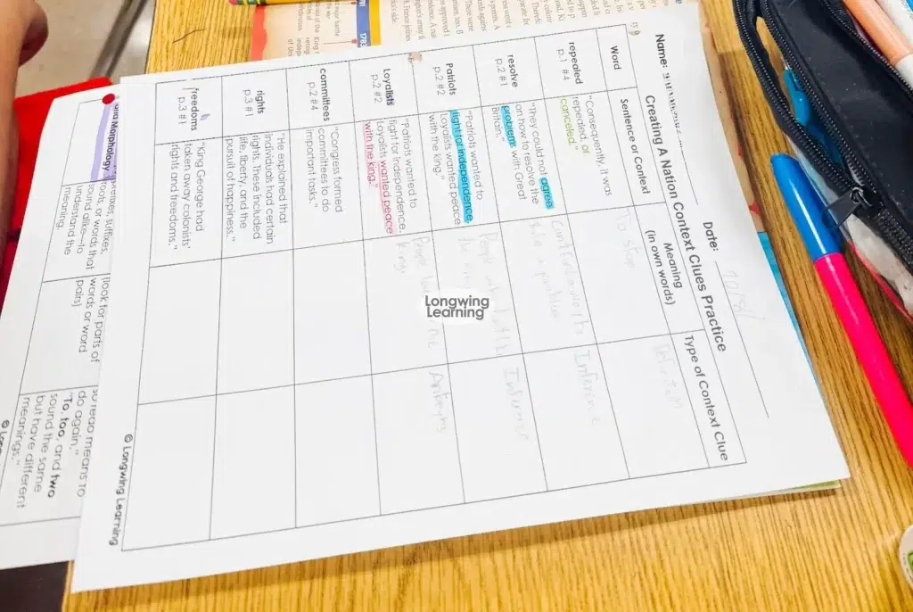 color coding context clues in ela