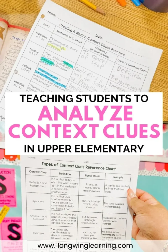 analyze context clues grade 5