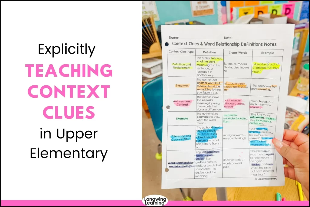 grade 5 Explicitly Teaching Context Clues