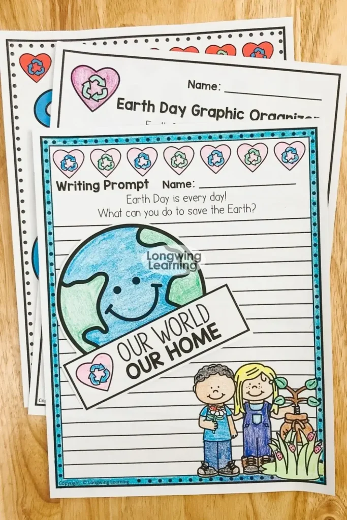 earth day writing activity upper elementary graphic organizer and writing prompt worksheet