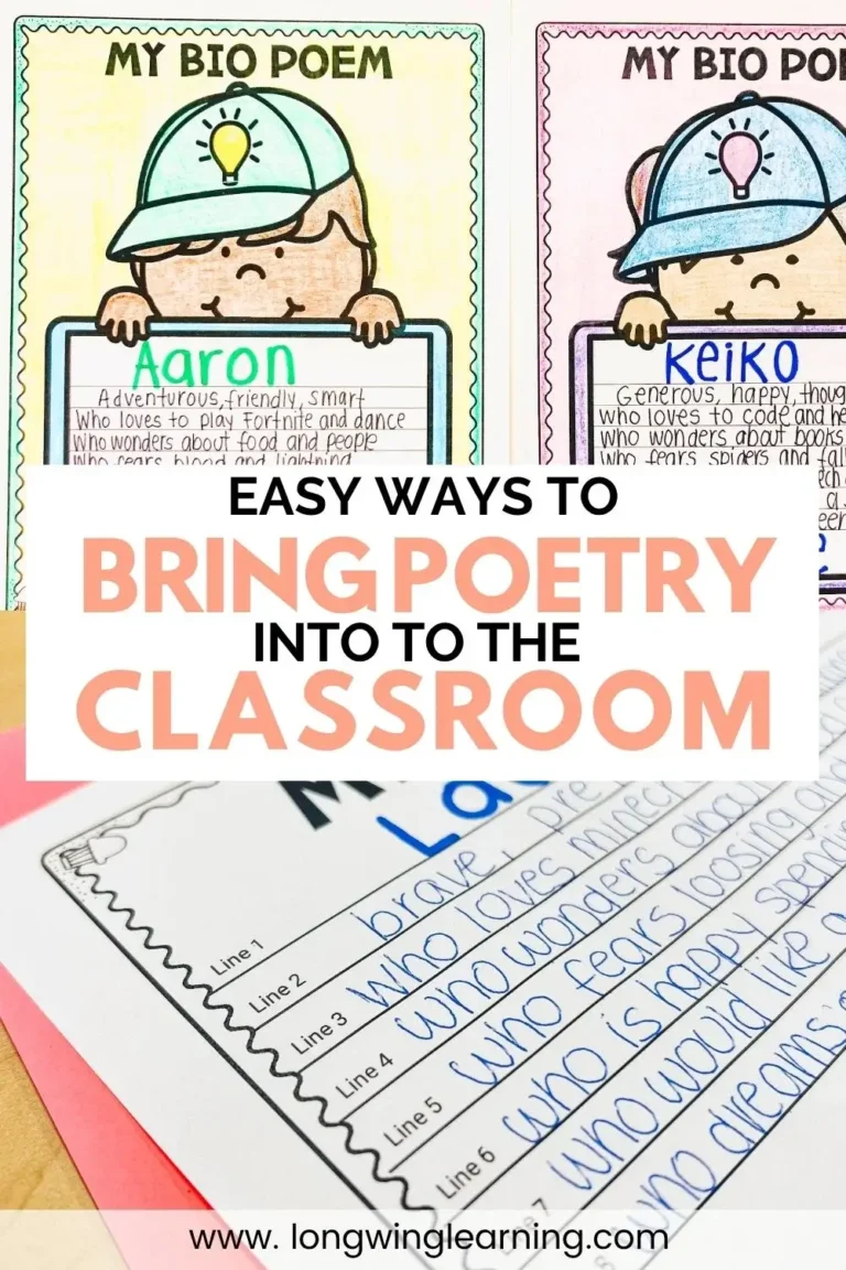 Poetry activities for 4th grade showing easy ways to bring poetry into the classroom with student examples