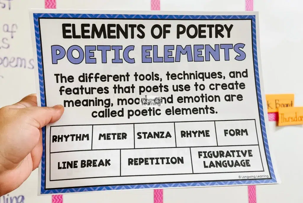 elements of poetry interactive notebook activity with verse stanza line break rhyme meter and rhythm