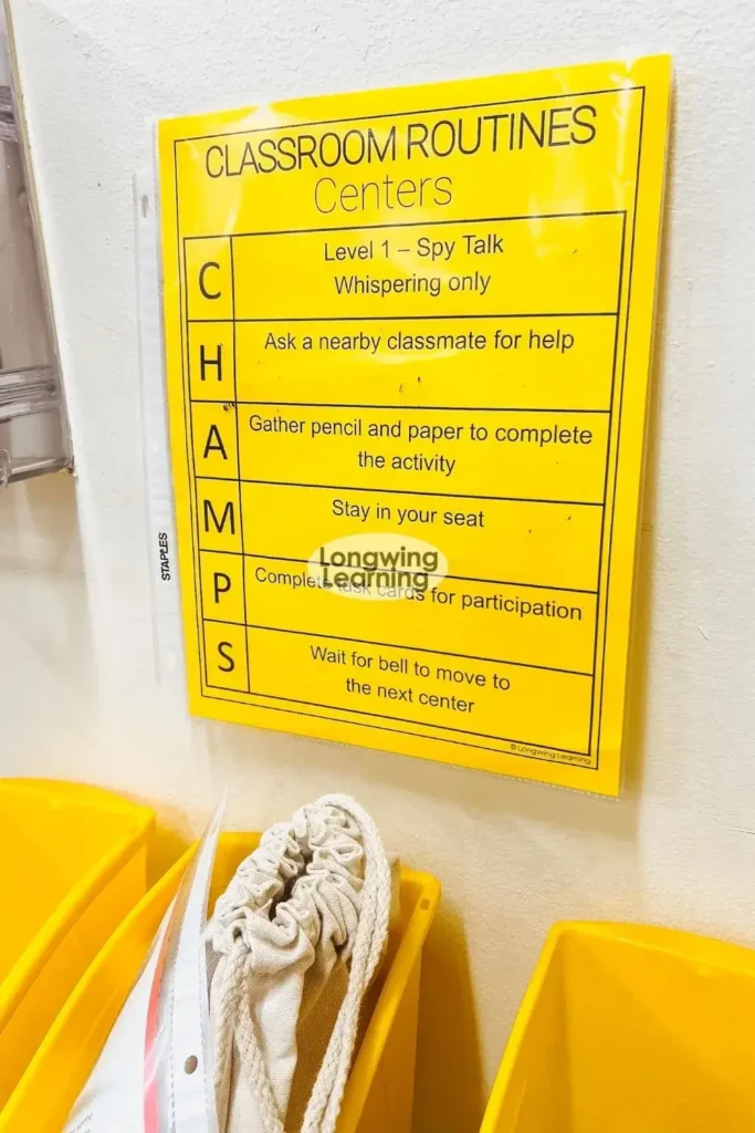 after spring break activities upper elementary resetting classroom routines using CHAMPS expectations poster