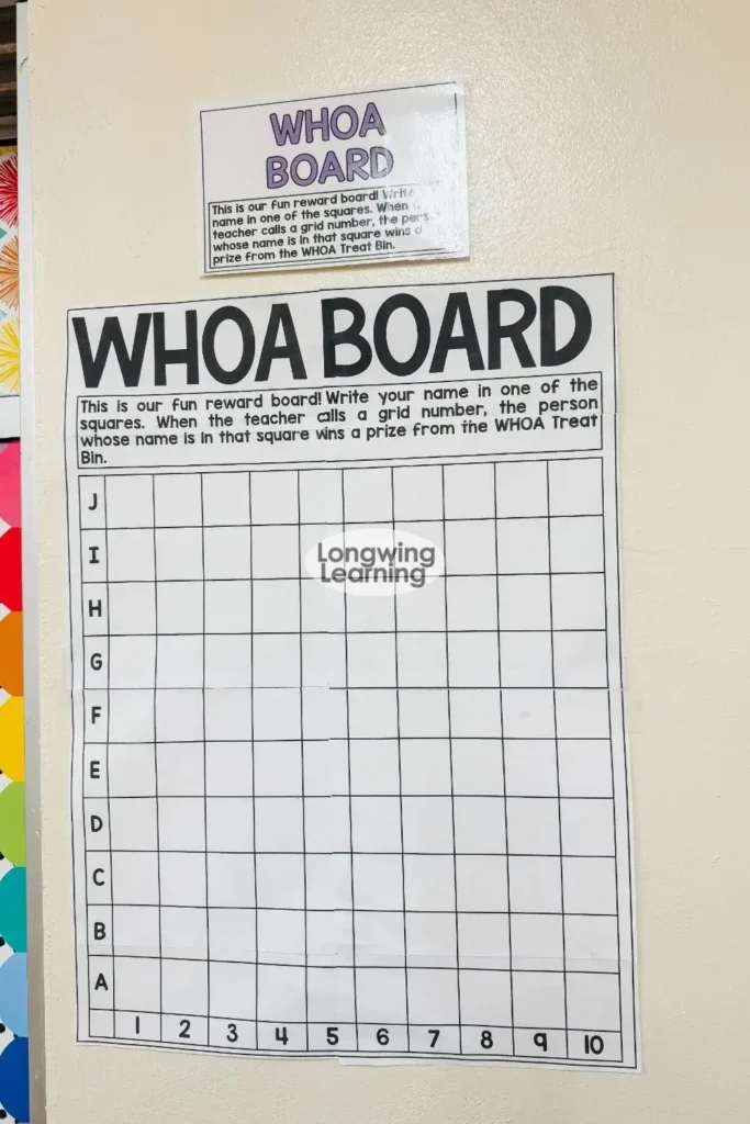 classroom incentive board made using poster printing method