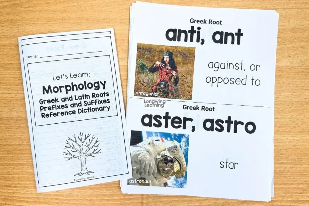 Greek and Latin roots morphology resources for upper elementary vocabulary practice