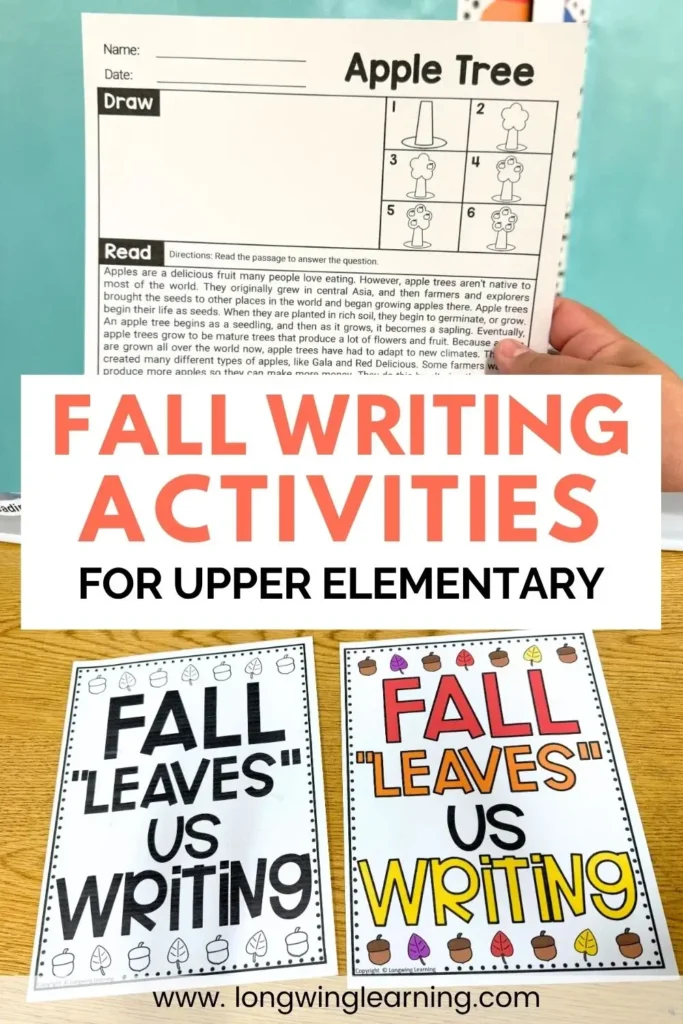Fall writing journal activity for upper elementary students