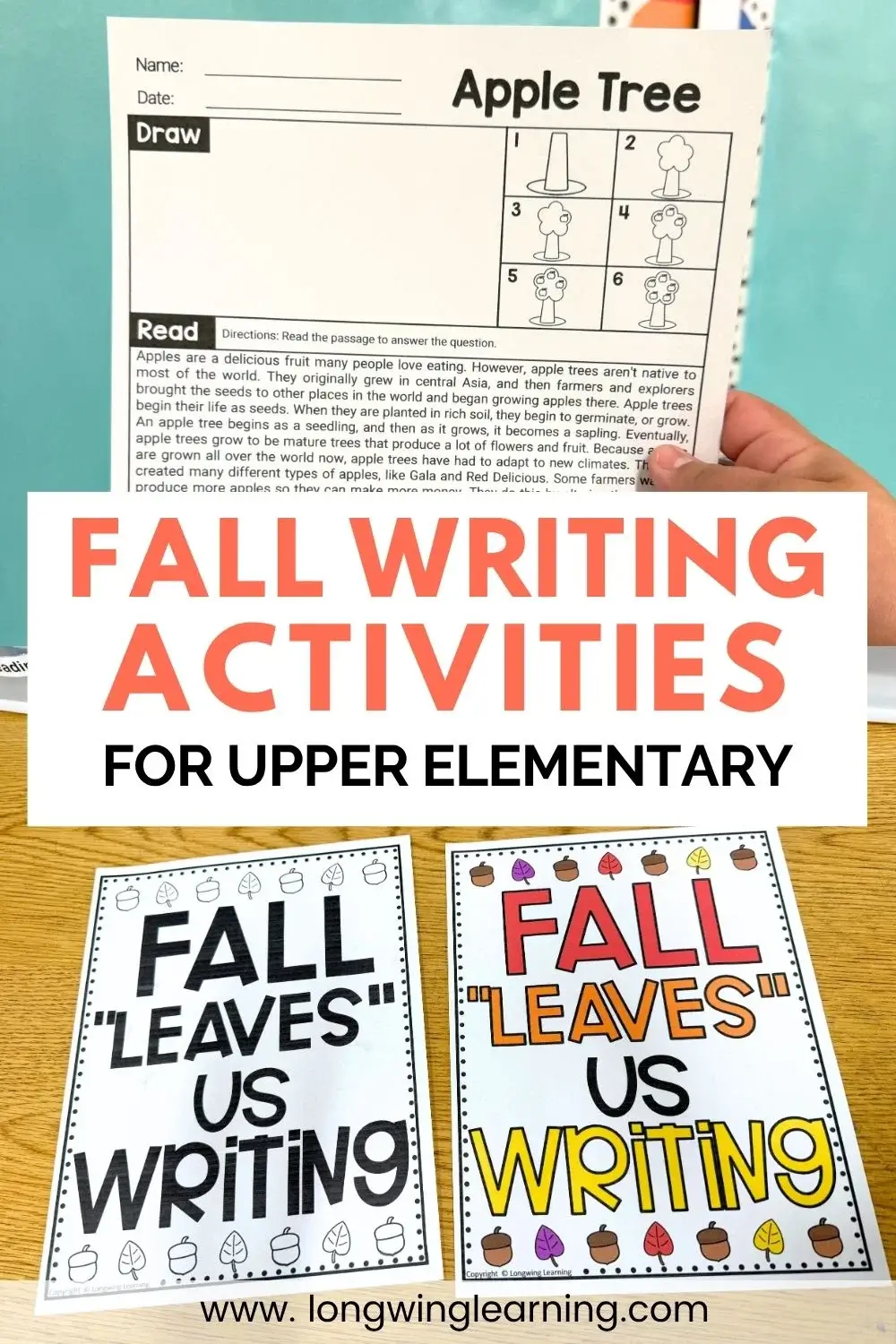 Fall writing journal activity for upper elementary students