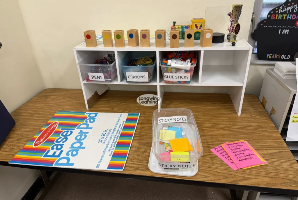 set up for students to get materials