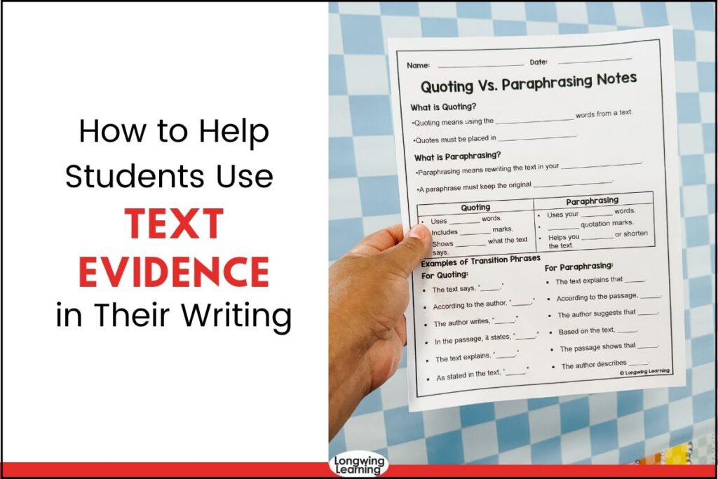 Title graphic with Quoting vs. Paraphrasing notes