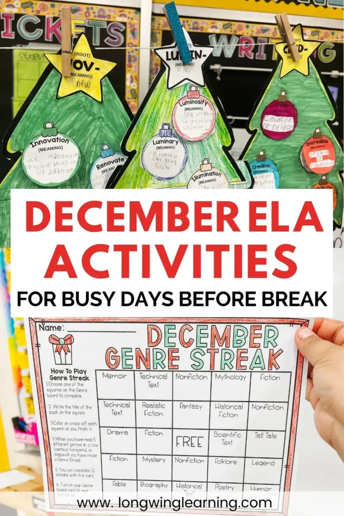 December ELA activities for upper elementary