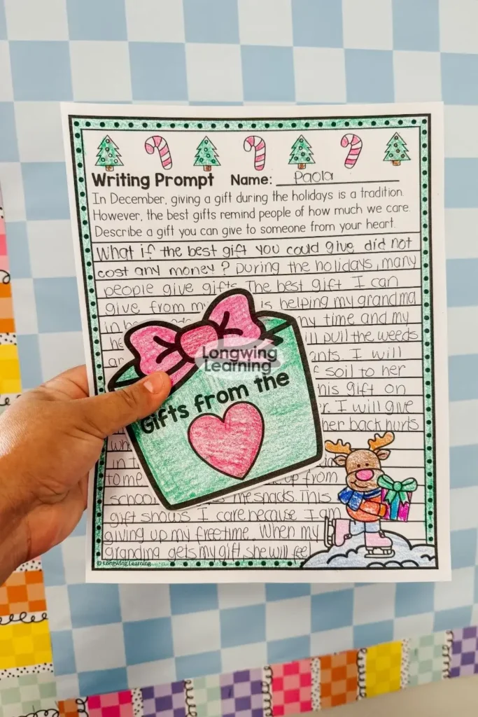 Christmas gift giving writing activity