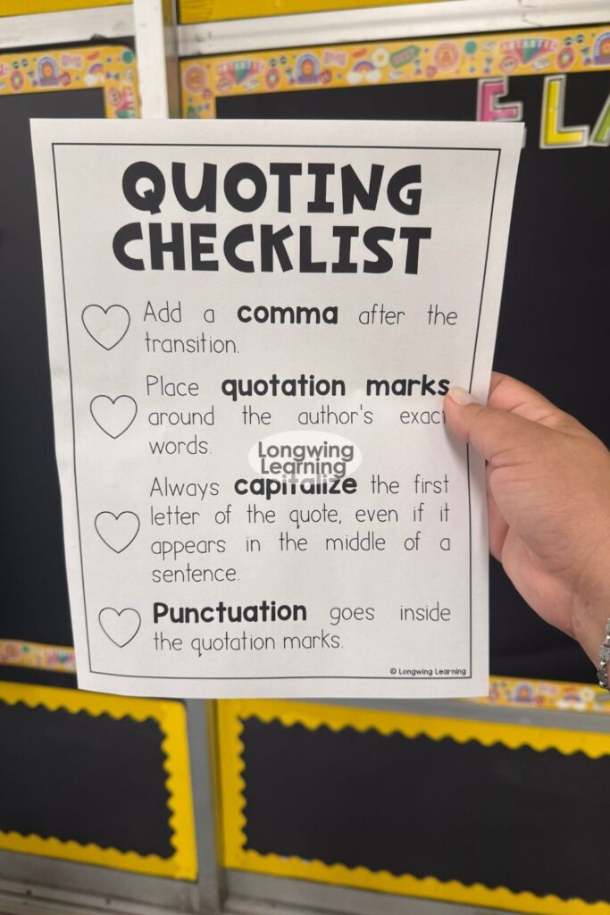 Quoting checklist anchor chart