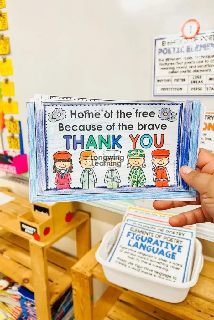 Student made Veterans Day thank you cards