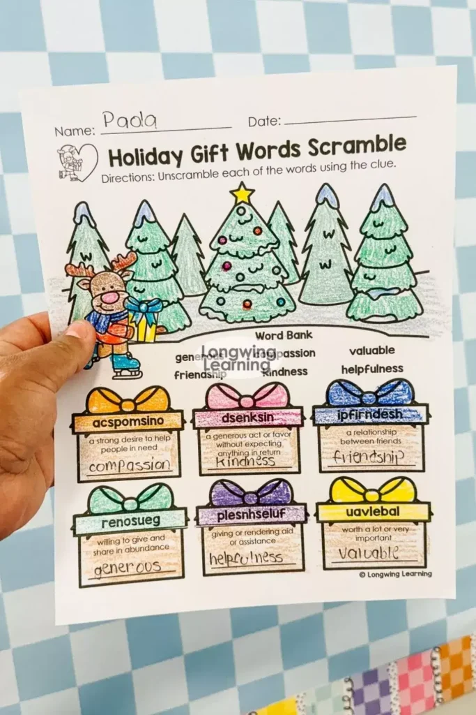 completed-holiday-gift-words-scramble-early-finisher-activity