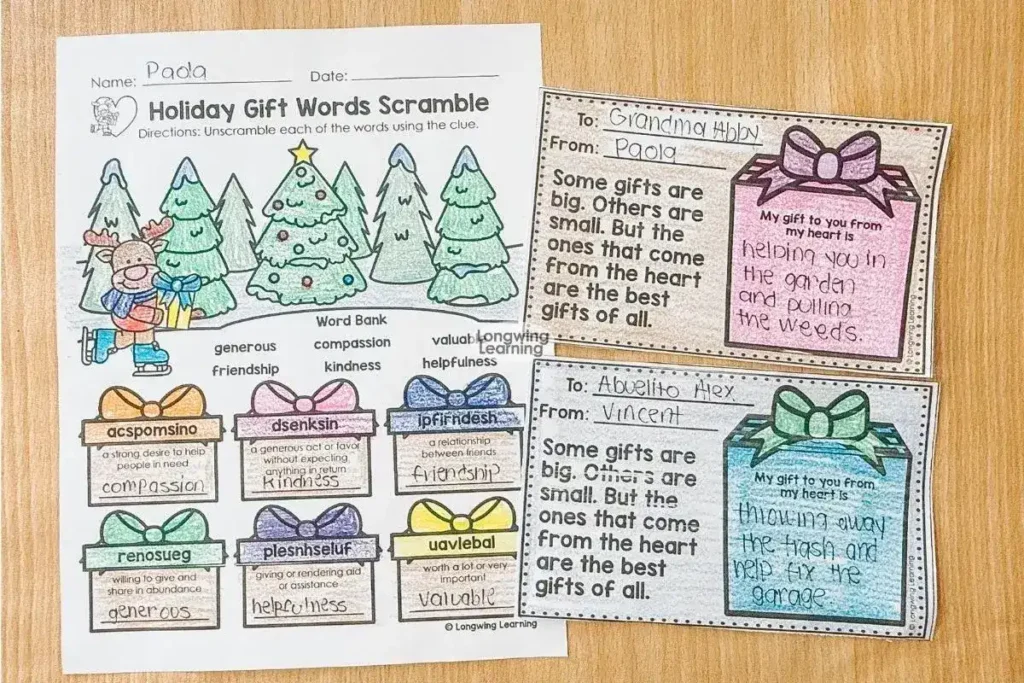holiday-gift-words-scramble-and-gift-note-cards-for-early-finishers