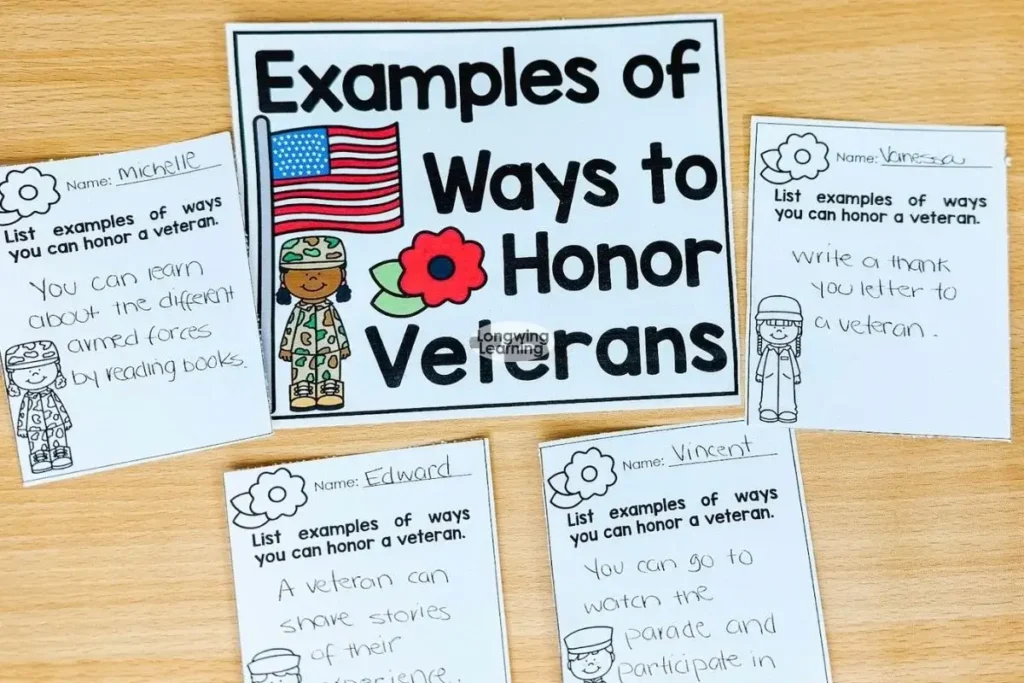 prewriting activity for veterans day activity